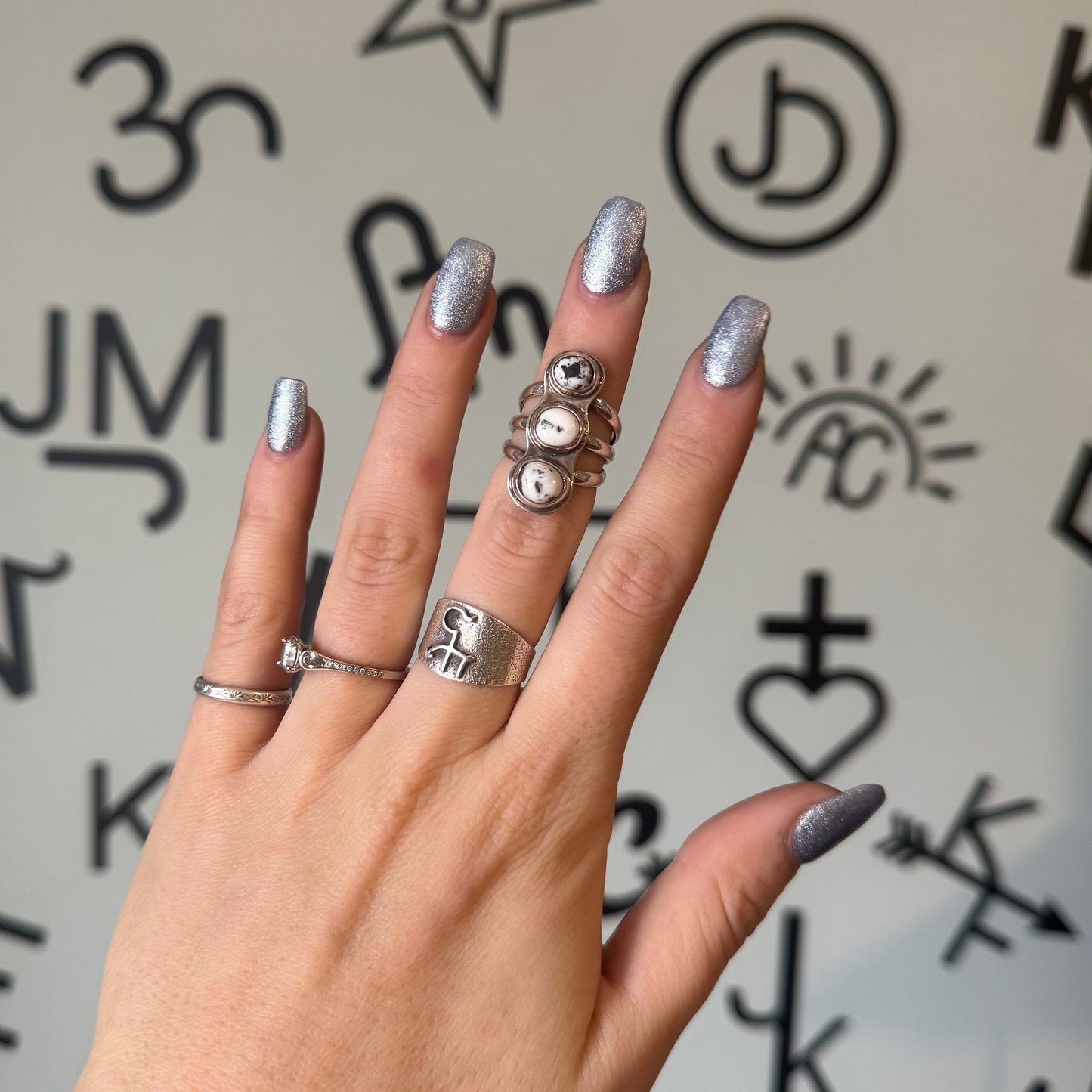Triple White Buffalo Ring