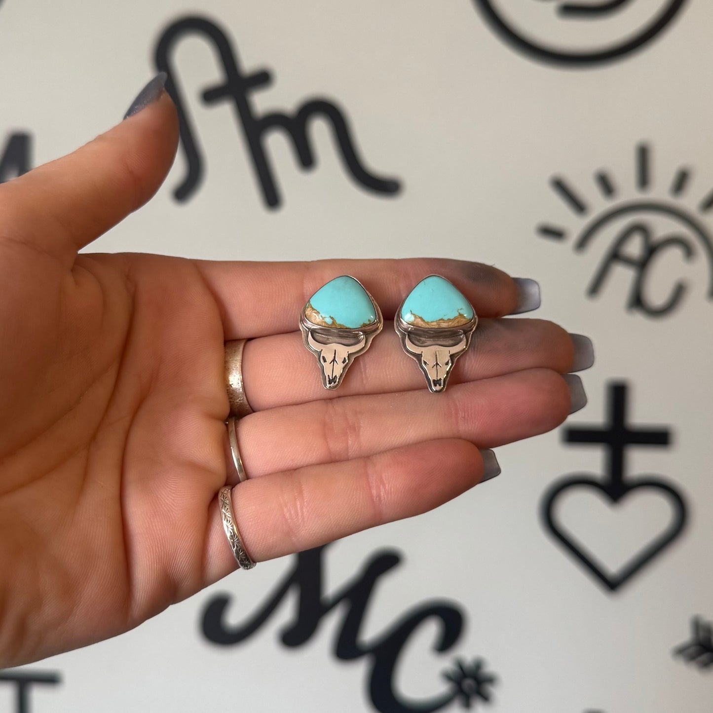 Turquoise Skull Earrings