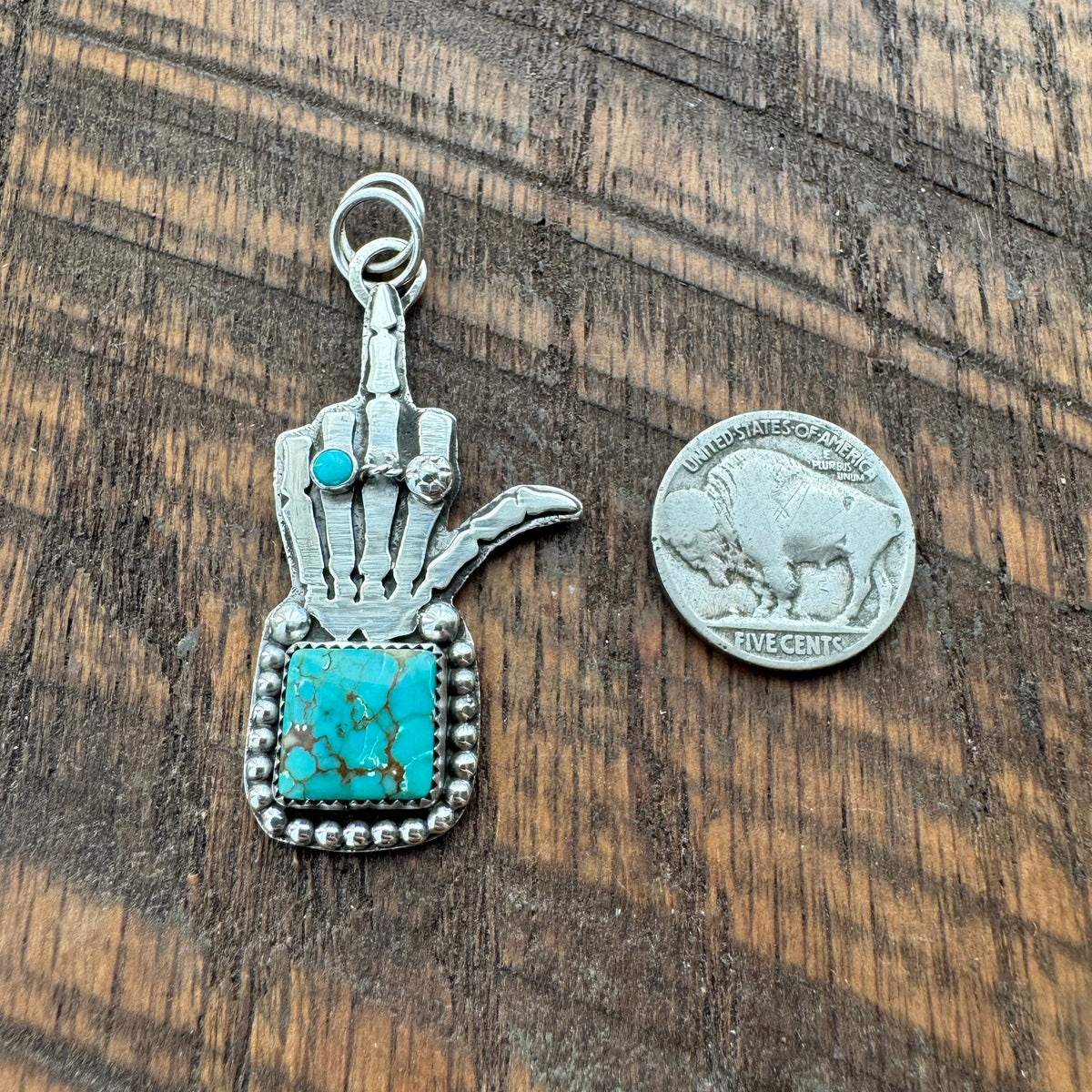 With Respect Square Turquoise Pendant