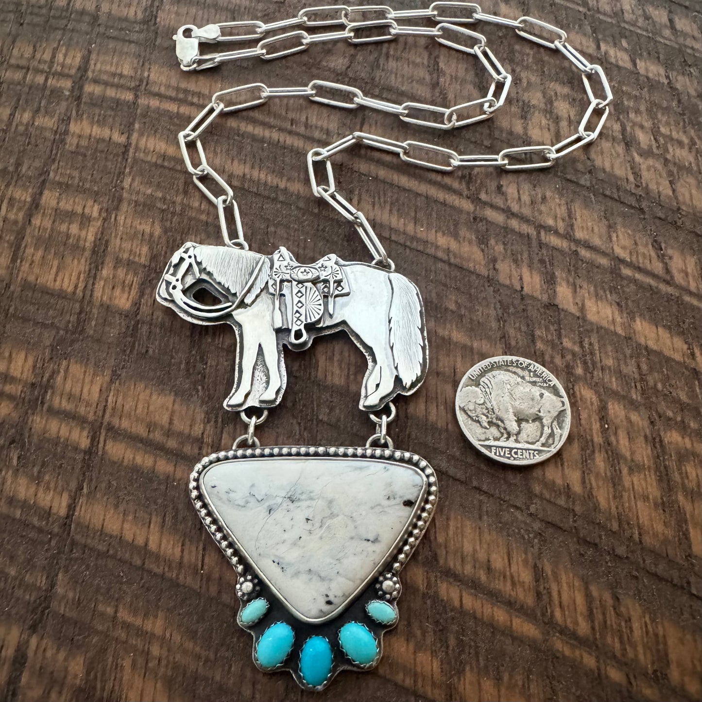 The Mokey Pony White Buffalo Necklace