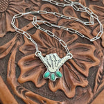 Skelly Hand Necklace (small with dark green)