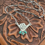 Skelly Hand Necklace (small with dark green)