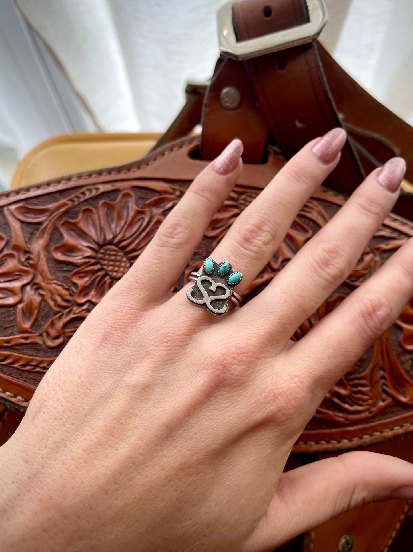 Triple Turquoise Brand Ring