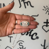 Initial D Turquoise Oval Necklace