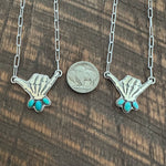 Skelly Hand Necklace (medium with mid-blue)