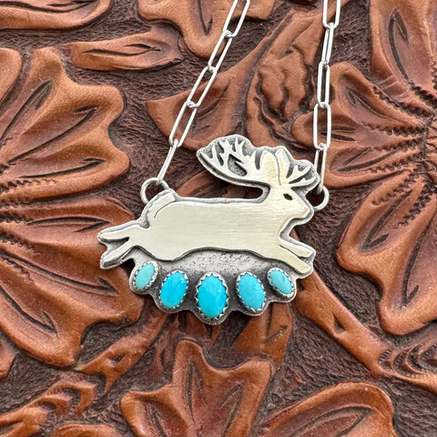 Leaping Earl the Jackalope Necklace