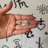 Initials SC Turquoise Oval Necklace
