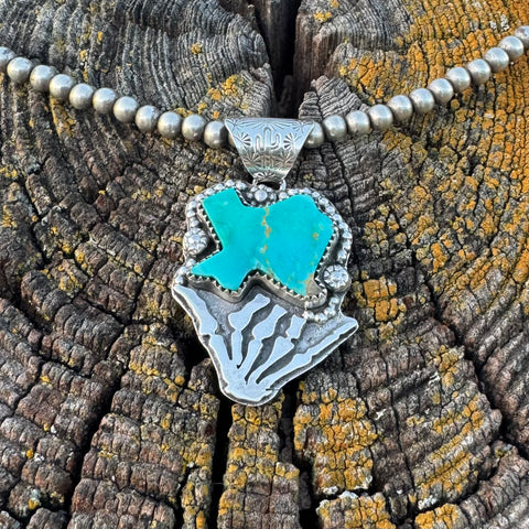 Kingman Texas Skelly Hand (beaded border)