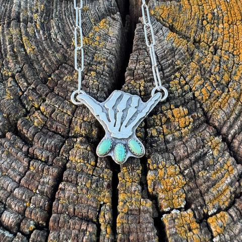 Skelly Hand Necklace (small with seafoam green)