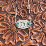 Initial D Turquoise Oval Necklace