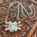 Pink Salmon Coral Saddle Necklace
