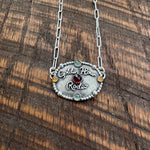 Golden Hour Rodeo Silver Buckle (Garnet Center)