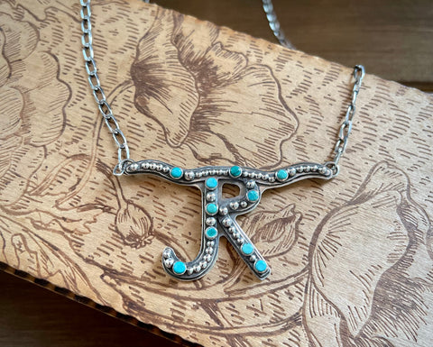 Turquoise Beaded Brand Necklace