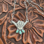 Skelly Hand Necklace (small with seafoam green)