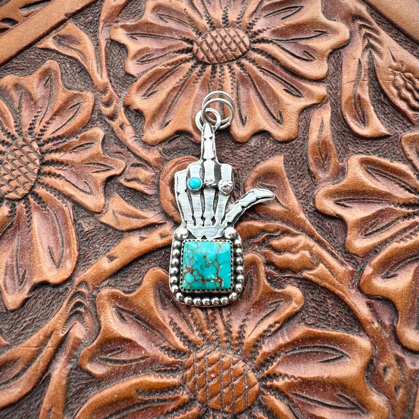 With Respect Square Turquoise Pendant
