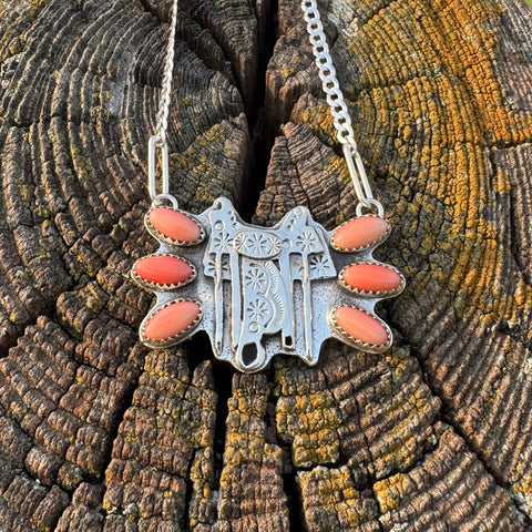 Pink Salmon Coral Saddle Necklace