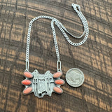 Pink Salmon Coral Saddle Necklace