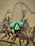 Triple Turquoise Engraved Necklace