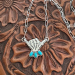 Skelly Hand Necklace (small with bright blue)